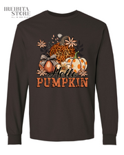 Hello Pumpkin Long Sleeve Shirt – 100% Cotton, Fall & Halloween Tee