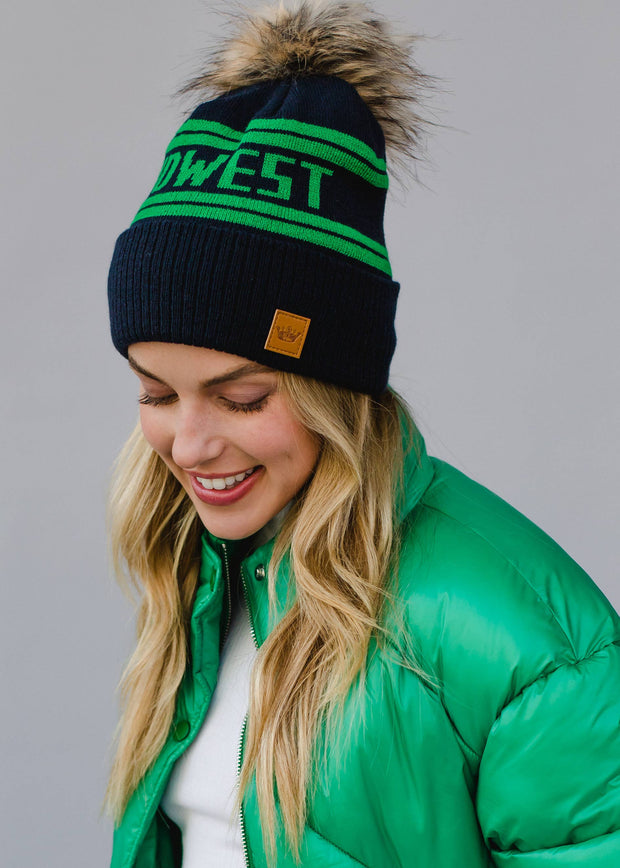 Navy & Green Midwest Pom Hat