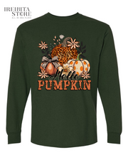 Hello Pumpkin Long Sleeve Shirt – 100% Cotton, Fall & Halloween Tee