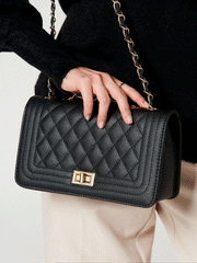 Black Vegan Leather Crossbody Handbag