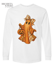 Halloween Ghostly Autumn Long Sleeve T-Shirt | Spooky Fall Casual Tee
