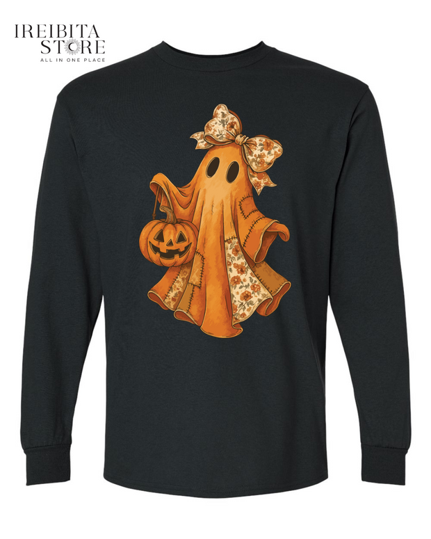 Halloween Ghostly Autumn Long Sleeve T-Shirt | Spooky Fall Casual Tee