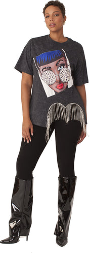Oversized Women's Fringe T-Shirt – Trendy Graphic Streetwear