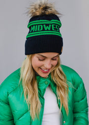 Navy & Green Midwest Pom Hat