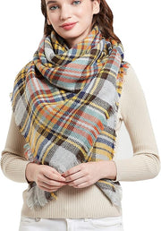 Women Plaid Scarf Tartan Wrap Lattice Large Warm Cozy Blanket Soft Shawl Checked Winter Scarfs for Women