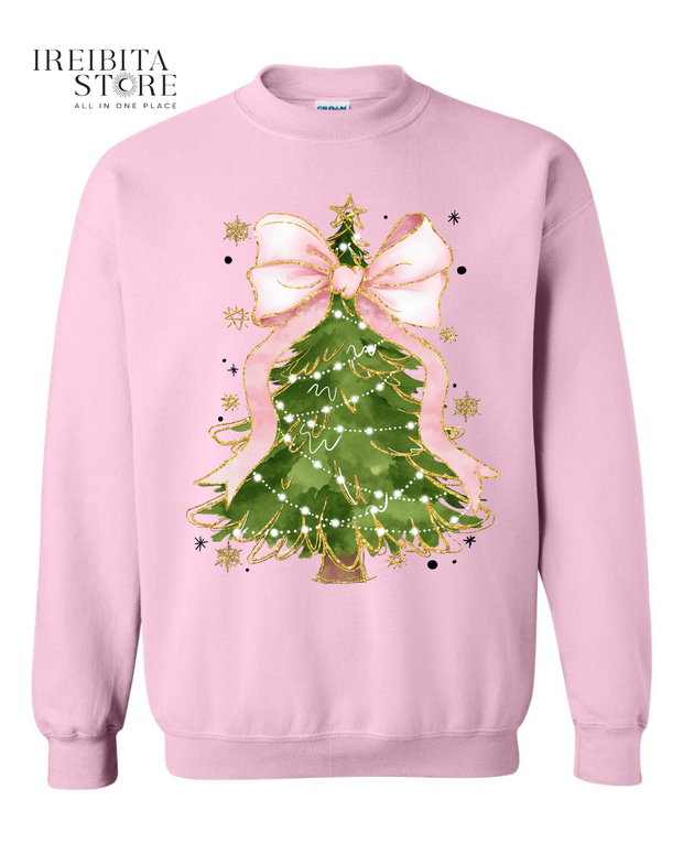 Christmas Tree Bow Sweatshirt  – Festive Coquette Style