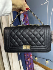 Black Vegan Leather Crossbody Handbag