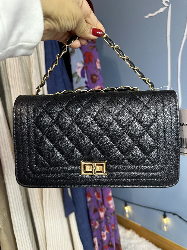 Black Vegan Leather Crossbody Handbag