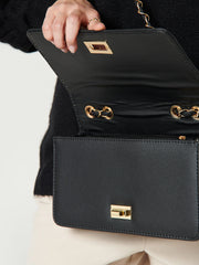 Black Vegan Leather Crossbody Handbag