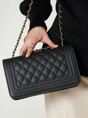 Black Vegan Leather Crossbody Handbag