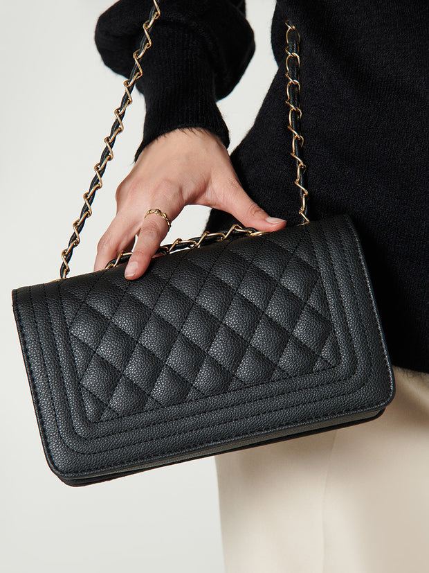 Black Vegan Leather Crossbody Handbag