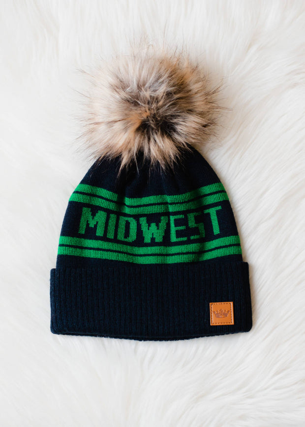 Navy & Green Midwest Pom Hat