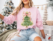 Christmas Tree Bow Sweatshirt  – Festive Coquette Style
